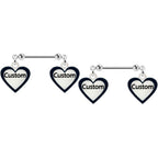 Custom Heart Glow in the Dark Double Personalized Name Dangle Nipple Ring Set