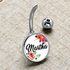 Custom Floral Personalized Name Belly Ring