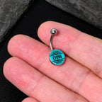 Custom Teal Mandala Personalized Name Belly Ring