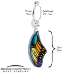 Double Gem Butterfly Wing Dangle Belly Ring by Onyx O