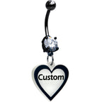 Custom Glow in the Dark Heart Dangle Personalized Belly Ring