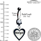 Custom Glow in the Dark Heart Dangle Personalized Belly Ring