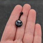 Black Glow in the Dark Peeking Black Cat Belly Ring by Onyx O