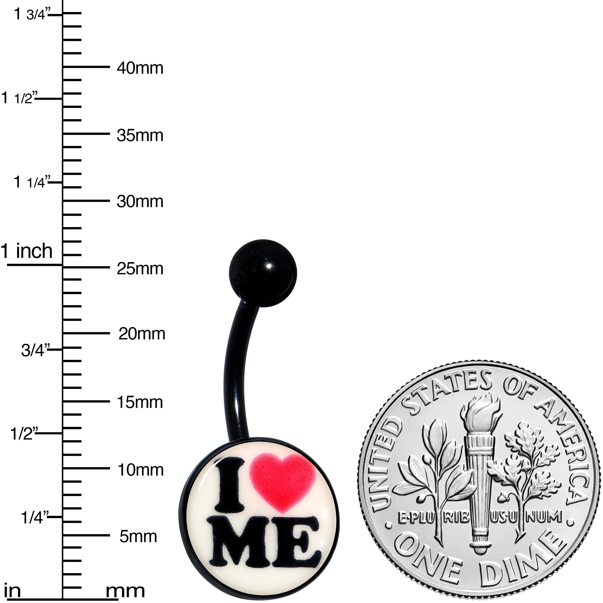 Black Glow in the Dark I Love Me Belly Ring by Onyx O