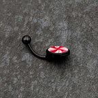 Black Glow in the Dark Holiday Peppermint Candy Belly Ring by Onyx O
