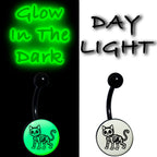 Black Anodized Glow in the Dark Skeleton Kitty Cat Belly Ring by Onyx O