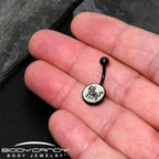 Black Anodized Glow in the Dark Skeleton Kitty Cat Belly Ring by Onyx O