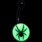Black Glow in the Dark Black Widow Spider Belly Ring by Onyx O