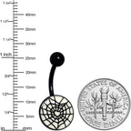 Black Glow in the Dark Heart Spider Web Belly Ring by Onyx O