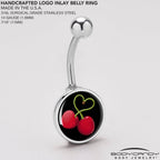 Cherry Heart Belly Ring by Onyx O
