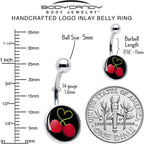 Cherry Heart Belly Ring by Onyx O
