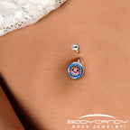 Swimming Pink Pufferfish Belly Ring by Onyx O