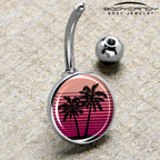 Palm Tree Retro Sunset Belly Ring by Onyx O