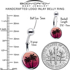 Palm Tree Retro Sunset Belly Ring by Onyx O