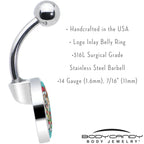 Christmas Holiday Lights Corgi Dog Belly Ring by Onyx O