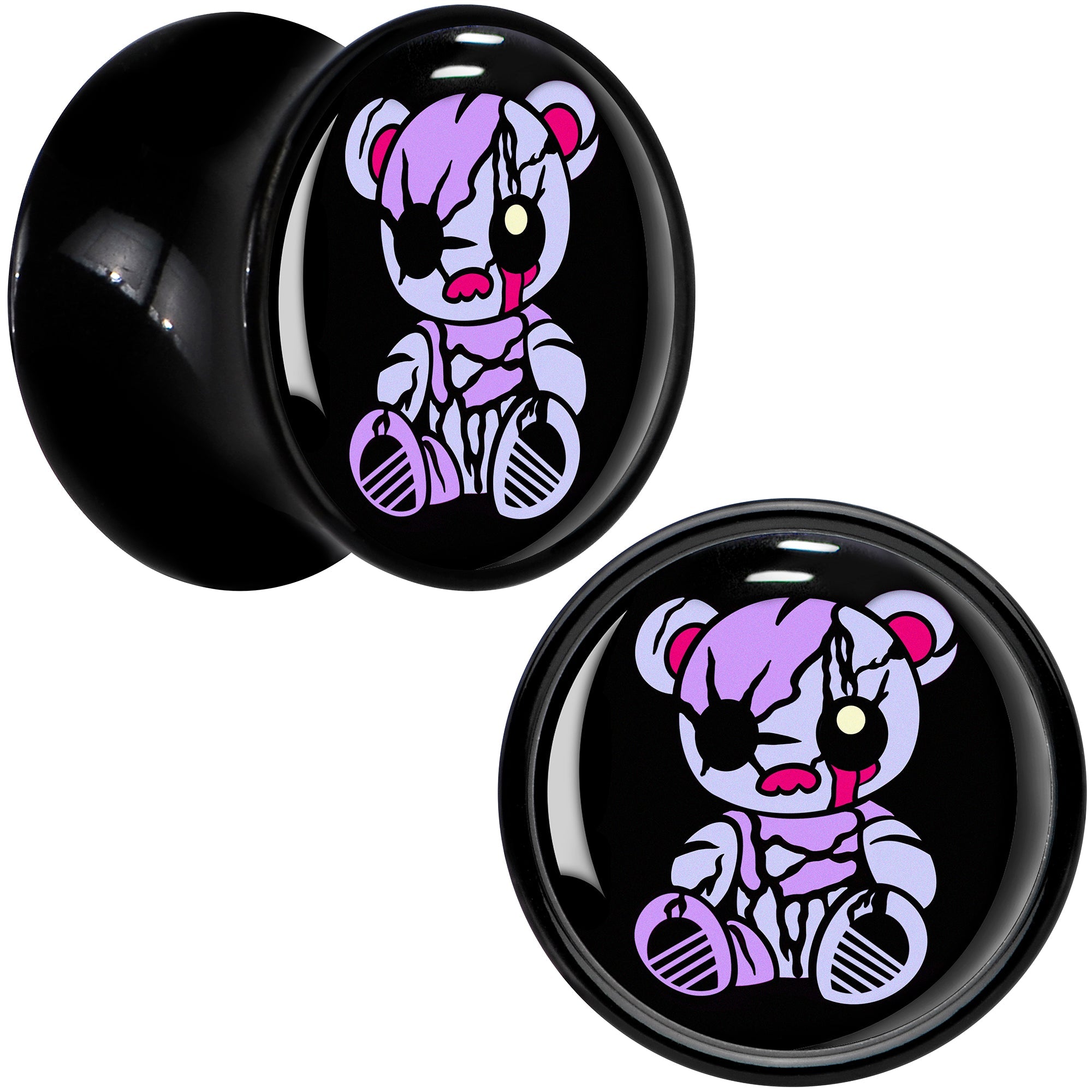 Attitude Teddy Bear Black Acrylic Saddle Plug Set by Onyx O