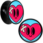 Black Acrylic Heartbreak Bandaged Heart Double Flare Plug Set by Onyx O