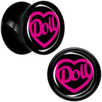 Hollow Heart Doll Word Black Acrylic Saddle Plug Set by Onyx O