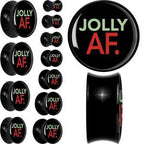 Jolly AF Festive Holiday Christmas Acrylic Saddle Plug Set by Onyx O
