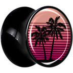 Palm Tree Retro Sunset Black Acrylic Saddle Plug Set by Onyx O