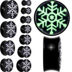 Glow in the Dark Holiday Snowflake Black Acrylic Saddle Plug Set by Onyx O