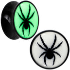 Black Acrylic Widow Spider Glow in the Dark Double Flare Plug Set by Onyx O