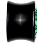 Black Acrylic Heart Spider Web Glow in the Dark Double Flare Plug Set by Onyx O