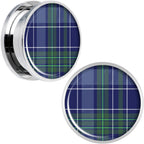 Holiday Blue Green Plaid Screw Fit Plug Set Sizes 5mm to 20mm