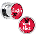 Red Holiday Naughtyy and Nice Screw Fit Plug Set Sizes 6mm to 20mm