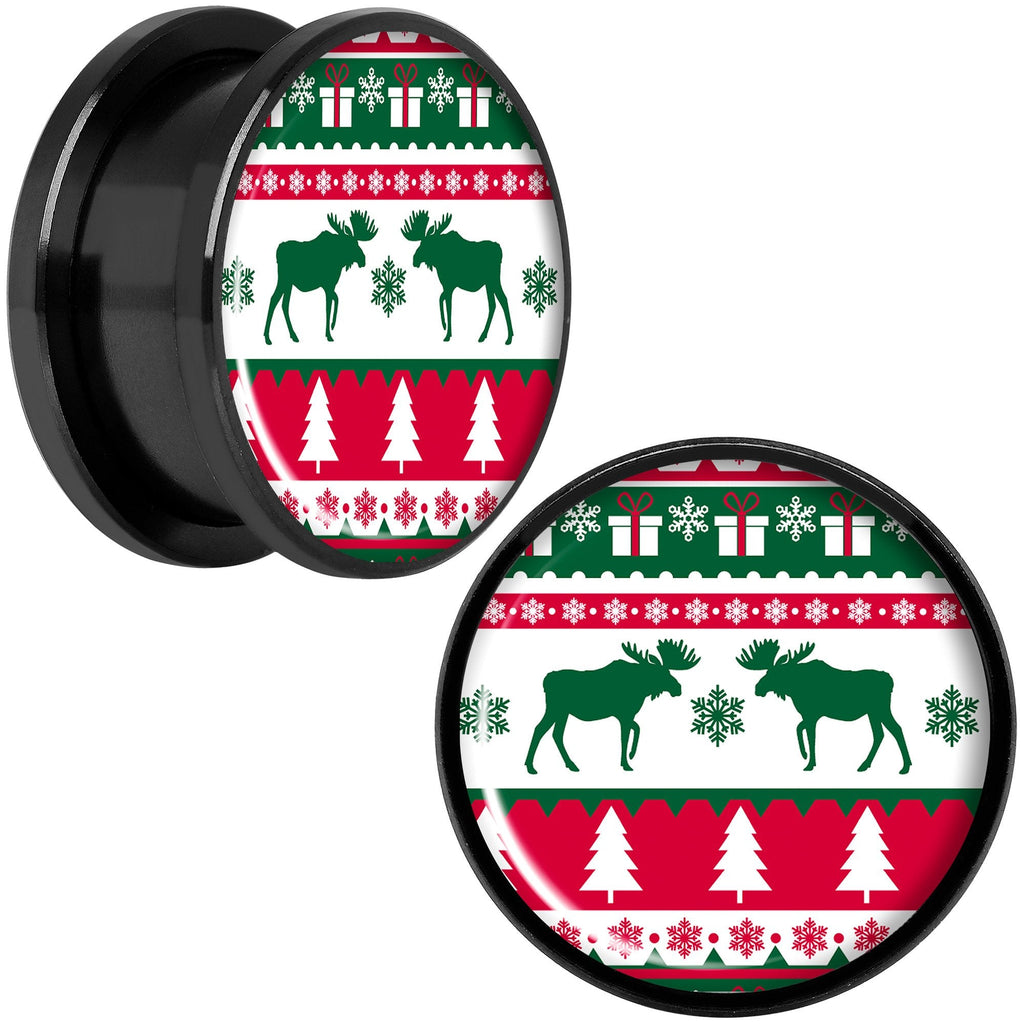 Ugly Christmas Sweater Black Screw Fit Plug Set Sizes 6mm to 20mm