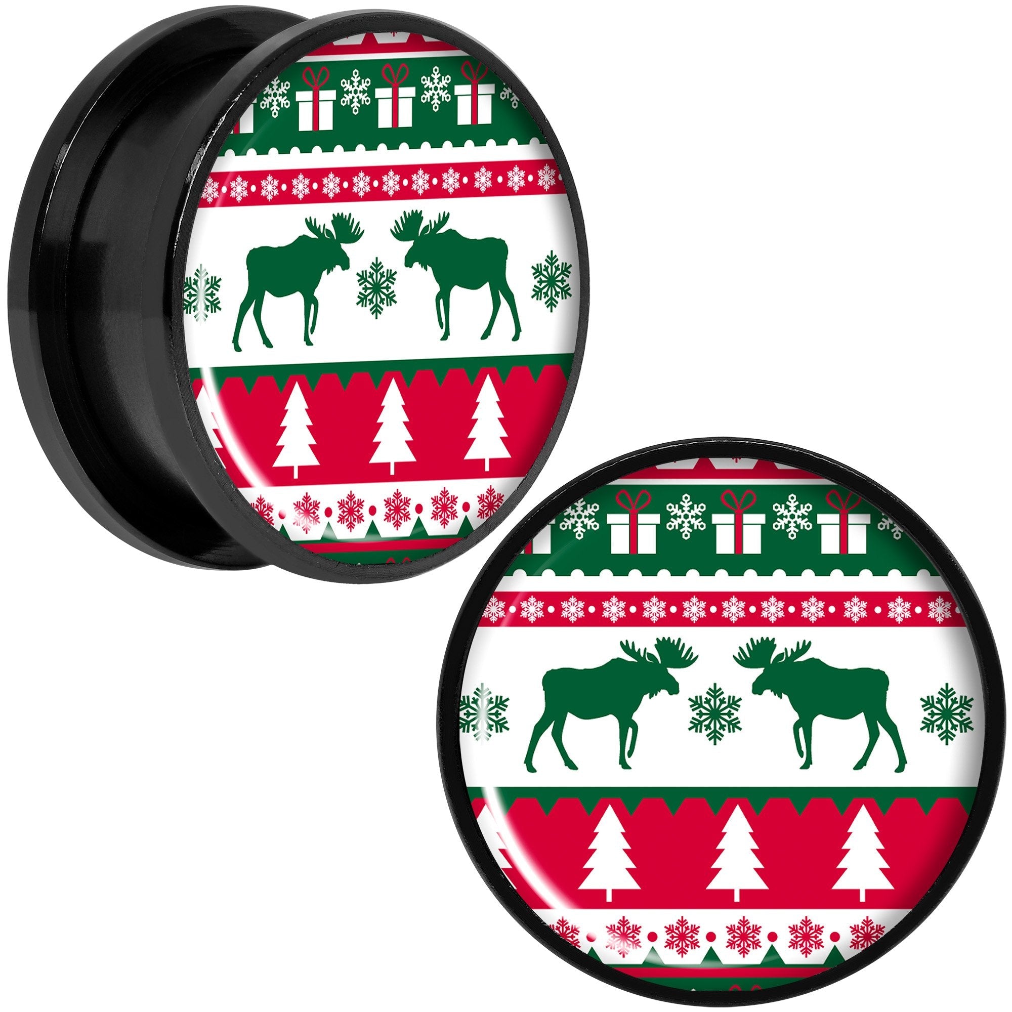 Ugly Christmas Sweater Black Screw Fit Plug Set Sizes 6mm to 20mm