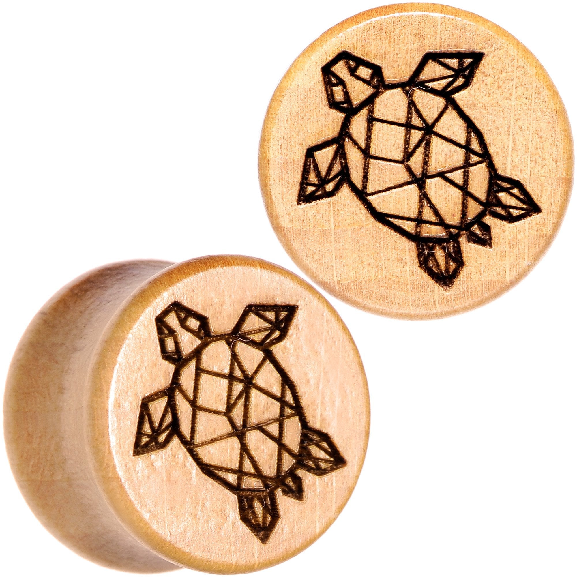 Organic Beechwood Geometric Turtle Saddle Plug Sett 0G to 25mm