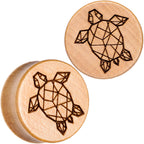 Organic Beechwood Geometric Turtle Saddle Plug Sett 0G to 25mm
