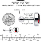 16G 1/4 Battery Empty Cartilage Tragus Earring by Onyx O