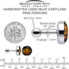 16G 1/4  Pumpkin Cat Jack-O-Lantern Tragus Cartilage Earring by Onyx O