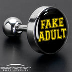 16G 1/4 Black Yellow Fake Adult Tragus Cartilage Earring by Onyx O