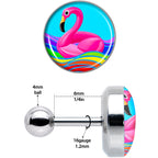 16G 1/4 Rainbow Sea Floating Flamingo Cartilage Tragus Earring by Onyx O