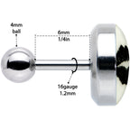 16G 1/4 Lipstick Kiss Black Glow in the Dark Cartilage Earring by Onyx O