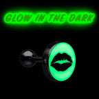 16G 1/4 Lipstick Kiss Black Glow in the Dark Cartilage Earring by Onyx O