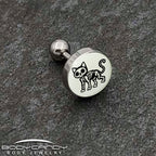 16G 1/4 Glow in the Dark Skeleton Kitty Cat Tragus Cartilage Earring by Onyx O
