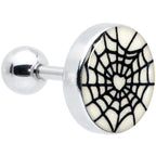16G 1/4 Glow in the Dark Heart Spider Web Cartilage Tragus Earring