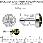 16G 1/4 G.O.A.T. Cartilage Tragus Earring by Onyx O