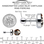 16G 1/4 Peace Sign Skeleton Tragus Cartilage Earring by Onyx O