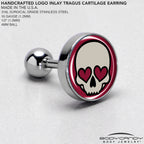 16G Valentine Heart Skull Tragus Cartilage Earring