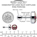 16G Valentine Heart Skull Tragus Cartilage Earring