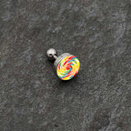 16G 1/4 Rainbow Swirl Lollipop Cartilage Tragus Earring by Onyx O