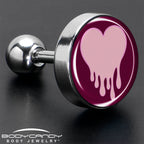 16G 1/4 Pinkish Melting Heart Tragus Cartilage Earring by Onyx O