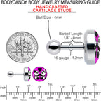 16G 1/4 Panda Love Cartilage Tragus Earring by Onyx O