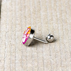 16G 1/4 Retro Stripes Peace Sign Fingers Cartilage Tragus Earring by Onyx O