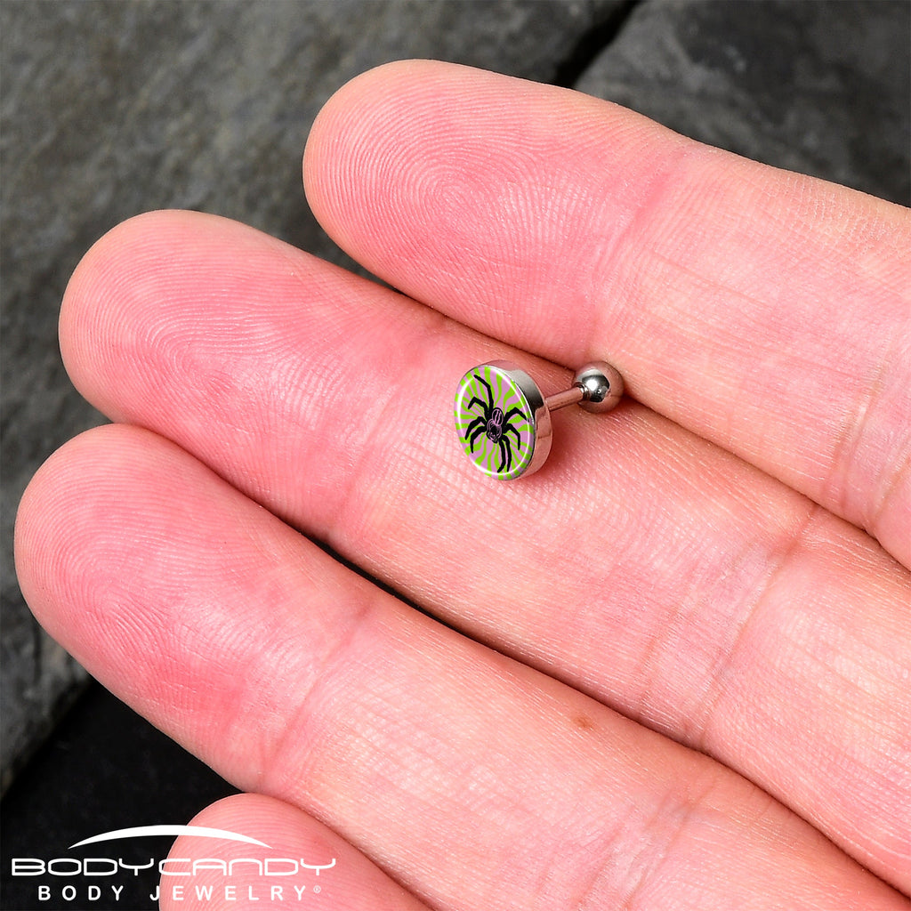 16G 1/4 Psychedelic Spider Tragus Cartilage Earring by Onyx O